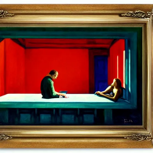 Prompt: the lord of the ring painted by edward hopper, 4 k, painting