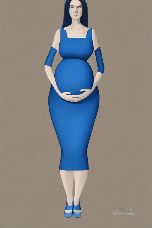 Image similar to pregnant woman in a small blue dress on night street, highly detailed, sharp focused, ultra realistic digital concept art by Edwin Longsden