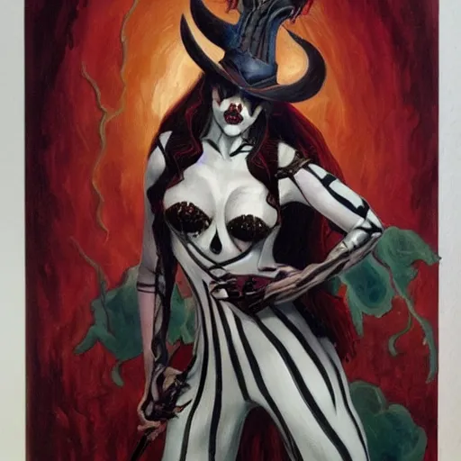 Prompt: Paintings inspired by Gerald Brom's Harlequin