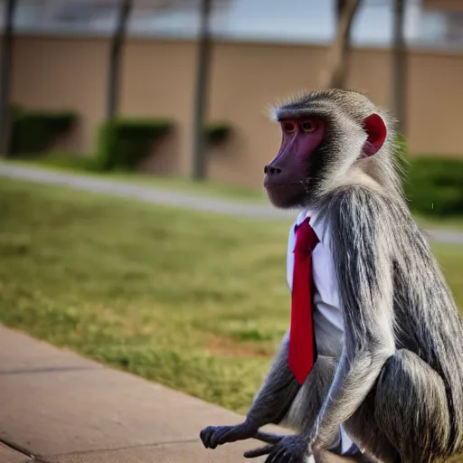 Image similar to baboon wearing a suit and tie, ready for a meeting