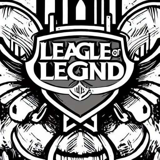 Image similar to league of legends logo as a silkscreen print art / serigraphy