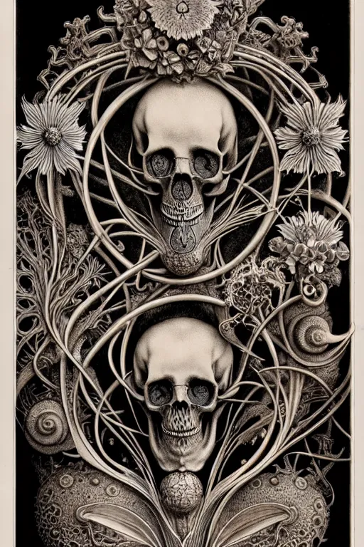 Image similar to art forms of nature by ernst haeckel, memento mori by arthur rackham, ornate antique porcelain beautiful skull mask, ultrasharp, photorealistic, hyperdetailed, octane render, polished, art nouveau, neo - gothic, gothic, intricate ornamental organic filigree, art nouveau botanicals, art forms of nature by ernst haeckel, horizontal symmetry, symbolist, visionary