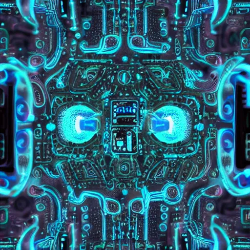 Prompt: bioluminescent ancient cybernetic quantum computer valve body, sharp focus, hyper detailed masterpiece