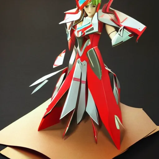 Image similar to a paper model of pyra from xenoblade chronicles, paper modeling art.