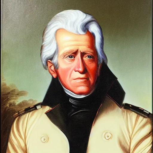 Prompt: by george bush jr, portrait of andrew jackson, oil painting