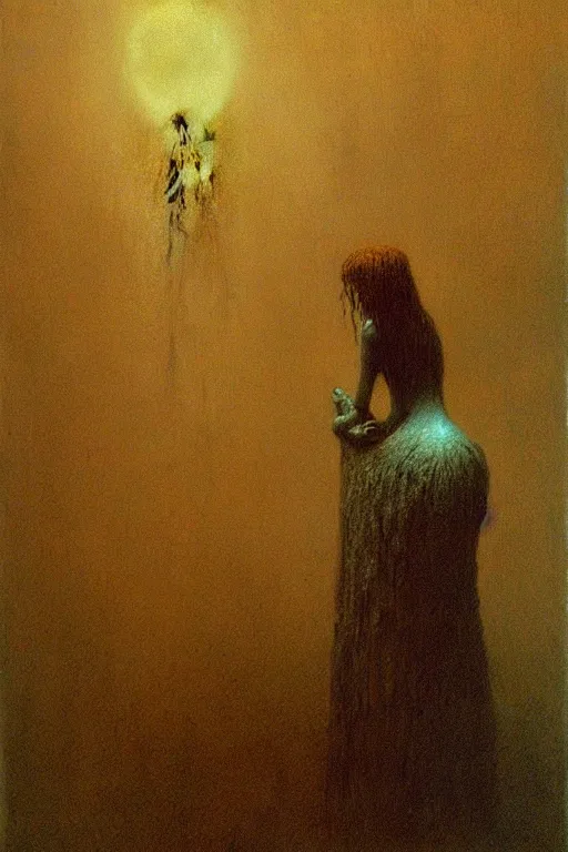Image similar to alyson hannigan as maid by beksinski