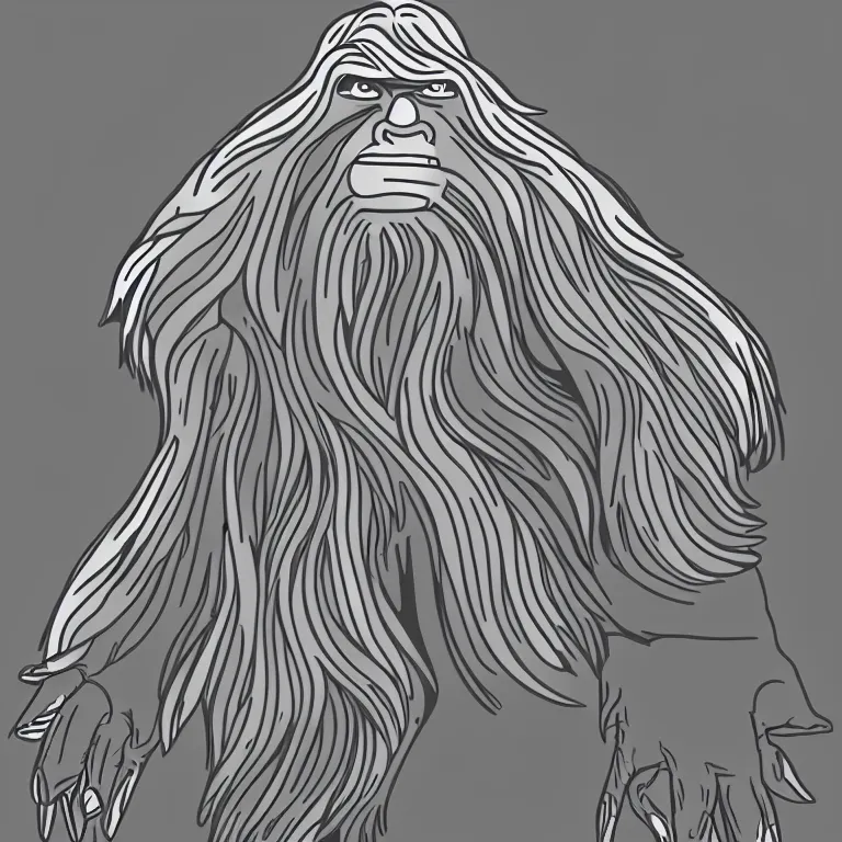 Prompt: illustration of bigfoot, svg, illustrator