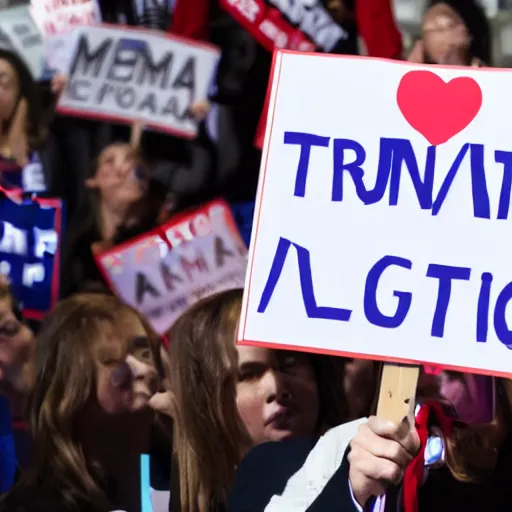 Prompt: Donald Trump supporting abortion rights in a feminist protest