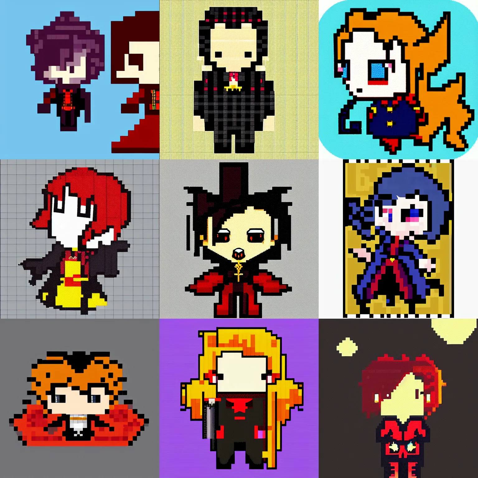 Prompt: dracula vampire chibi at night pixel art