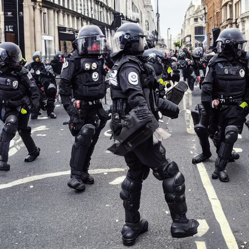 Prompt: Riots in London, 2022, photo