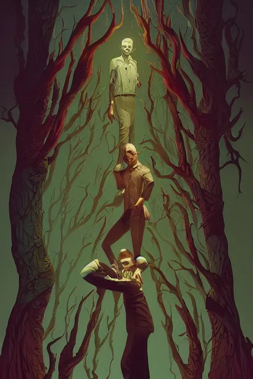 Prompt: poster artwork by Michael Whelan and Tomer Hanuka, Karol Bak of the egregore, from scene from Twin Peaks, clean, simple illustration, nostalgic, domestic, full of details