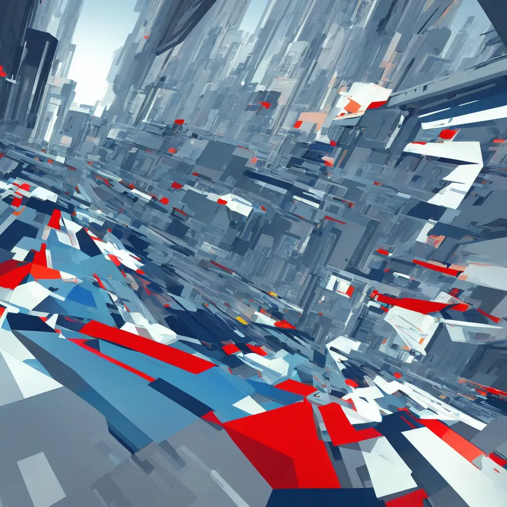 Image similar to minimal design, shapes, wipeout ps 1, mirrors edge, sterile colours, abstract artwork in the style of the designer's republic