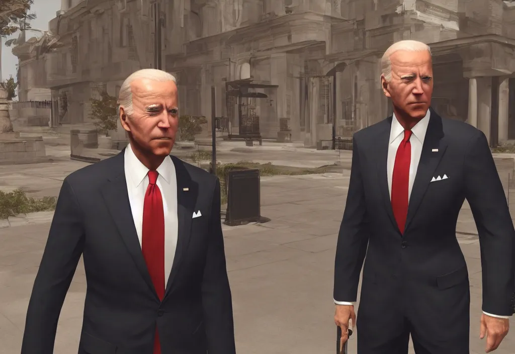 Image similar to joe biden in hitman, joe biden in the video game hitman, gameplay screenshot, close up, 3 d rendering. unreal engine. amazing likeness. very detailed.