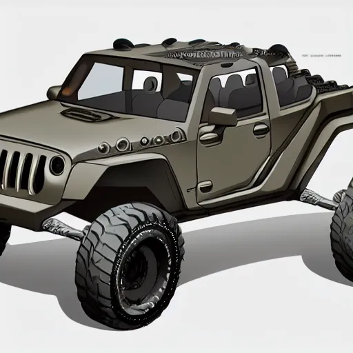 Prompt: concept art jeep inspired by halo razorback product photo studio lighting