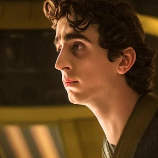 Prompt: Timothée Chalamet plays as captain in Star Trek Deep Space Nine, 35mm photography, highly detailed, cinematic lighting