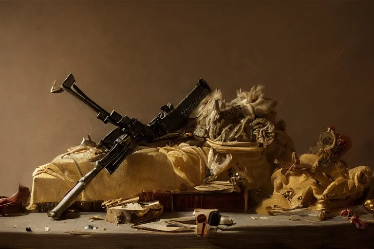 Image similar to weapon showcase by Jean-Honoré Fragonard. highly detailed. 8k. depth of field. photography