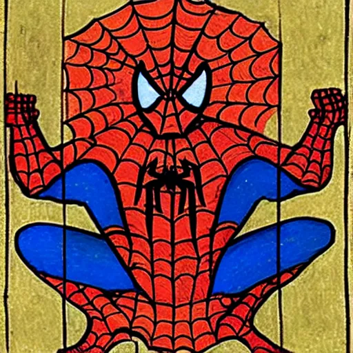 Prompt: medieval painting of the spiderman