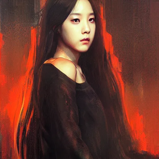 Image similar to jisoo of blackpink, hyperrealistic portrait, bladerunner street, art of elysium by jeremy mann and alphonse mucha, fantasy art, photo realistic, dynamic lighting, artstation, poster, volumetric lighting, very detailed face, 8 k, award winning