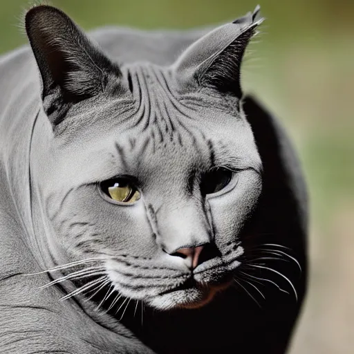 Image similar to a feline cat - rhino - hybrid, animal photography