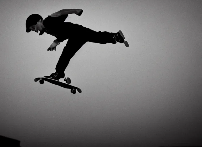 Image similar to photo still of a skateboarder performing a mute air grab, 8 k, bright ambient lighting key light, 8 5 mm f 1. 8