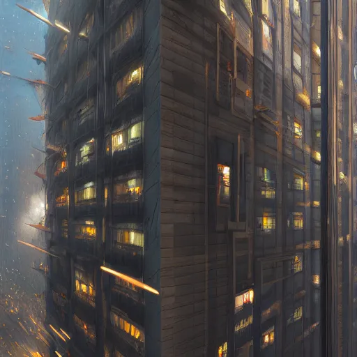 Prompt: a blind alley of a modern building with some obstacles, trending on artstation, wlop, ross draws, digital painting, mixed media, intricate details, volumetric lighting