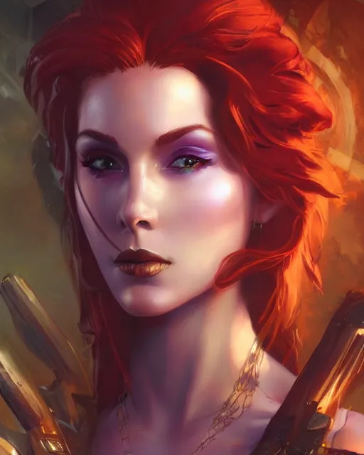 Prompt: a stunning portrait of triss merigold as a cyberpunk princess, digital art by frank frazetta and julie bell and artgerm and ross tran and angel ganev, close up portrait, highly detailed, trending on artstationhq