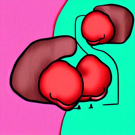 Prompt: two kidneys who are best friends, digital art