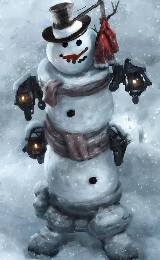 Image similar to a snowman depicted and made into a transformer, hybrid, dynamic lighting, photorealistic fantasy concept art, trending on art station, stunning visuals, creative, cinematic, ultra detailed