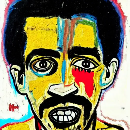 Image similar to frank zappa portrait painted by jean michel - basquiat