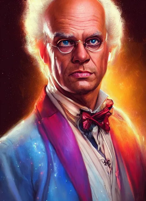 Prompt: formal portrait of doc brown. digital art by eugene de blaas, ross tran, and nasreddine dinet, vibrant color scheme, intricately detailed, in the style of romanticism, cinematic, lighting background, artstation, greg rutkowski