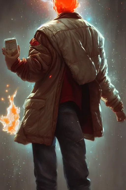 Prompt: character art by bastien lecouffe - deharme, marty mcfly from back to the future 2 ( 1 9 8 5 ), absolute chad