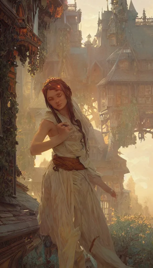 Image similar to inn keeper, sweaty, insane, intricate, highly detailed, digital painting, artstation, concept art, smooth, sharp focus, illustration, Unreal Engine 5, 8K, art by artgerm and greg rutkowski and alphonse mucha