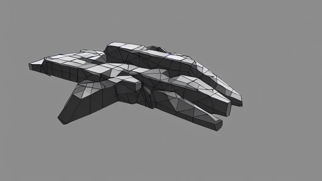 Prompt: a low poly model of a spaceship