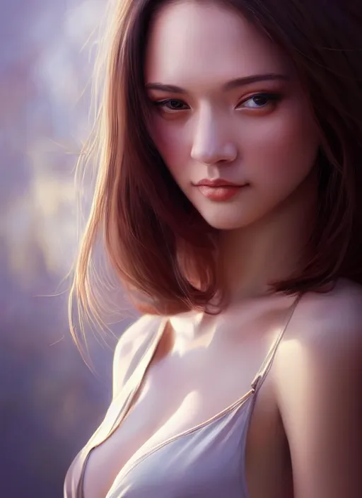 Image similar to photo of a gorgeous young woman in the style of stefan kostic, realistic, half body shot, sharp focus, 8 k high definition, insanely detailed, intricate, elegant, art by stanley lau and artgerm