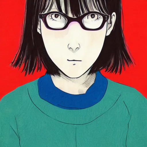 Prompt: a colorful portait of a girl made by inio asano, detailed