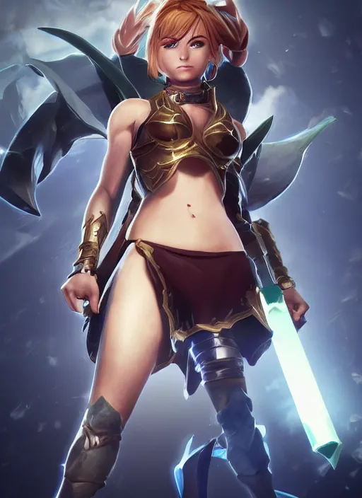 Prompt: saber, league of legends character select art, digital art, octane render