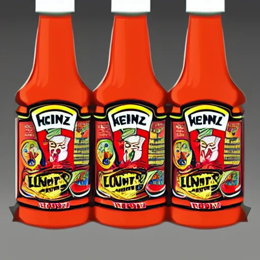 Prompt: A bottle of Heinz Ketchup as a Looney Tunes character