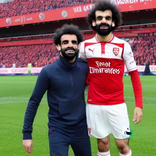 Image similar to mo salah wearing an arsenal football top