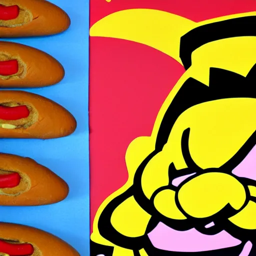 Image similar to wario eating a hot dog stencil art