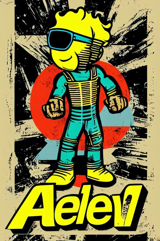 Image similar to fallout 7 6 retro futurist illustration art by butcher billy, sticker, colorful, illustration, highly detailed, simple, smooth and clean vector curves, no jagged lines, vector art, smooth andy warhol style