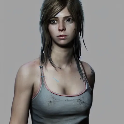 Prompt: character design of a female protagonist of a horror game, unreal engine, cgsociety, detailed, cinematic, hyperrealistic