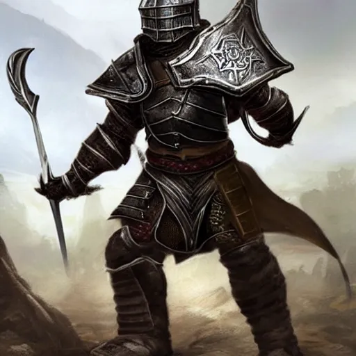 Image similar to dragonborn warrior d&d wearing plate armor with a shield and sword