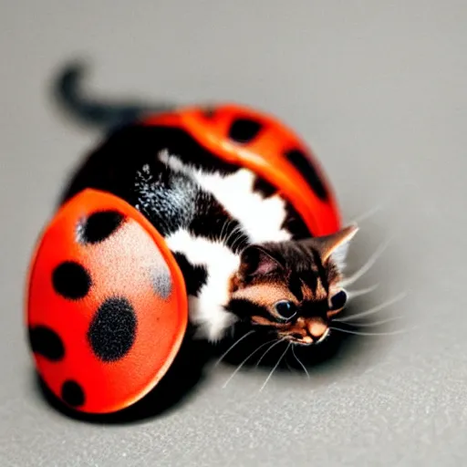 Image similar to a feline ladybug - cat - hybrid, animal photography