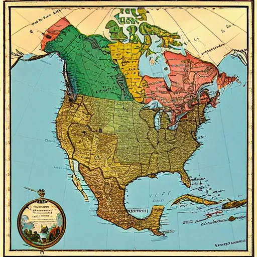 Prompt: map of north america with labels