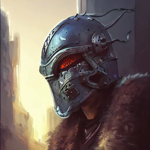 Image similar to cyberpunk viking helmet mask warrior goddess robot ninja fantasy, art gta 5 cover, official fanart behance hd artstation by jesper ejsing, by rhads, makoto shinkai and lois van baarle, ilya kuvshinov, ossdraws