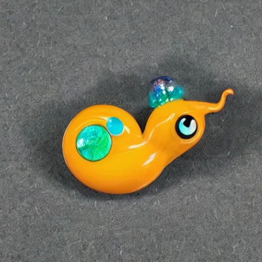 Image similar to A pokemon that looks like A Tangguan snail with multi-colored gemstones on the raised part of the shell.