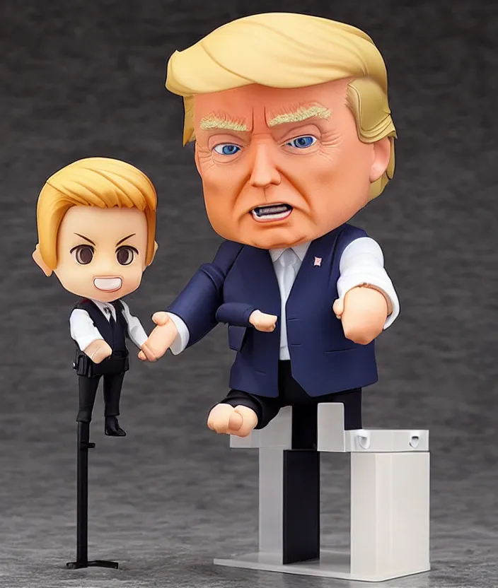 Prompt: one donald trump nendoroid, well - designed, proportional, realistic lighting