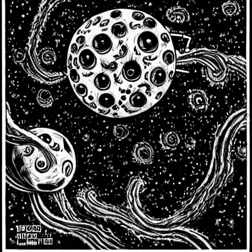Prompt: azathoth in space drawn by junji ito