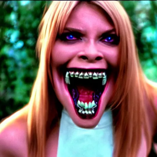 Image similar to cybernetic bio-mutant female human-beast, sharp teeth, movie still hd