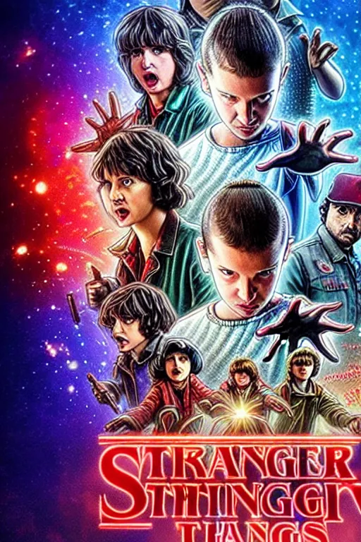 Image similar to stranger things movie poster in india, poster for the bollywood remake of stranger things with indian actors